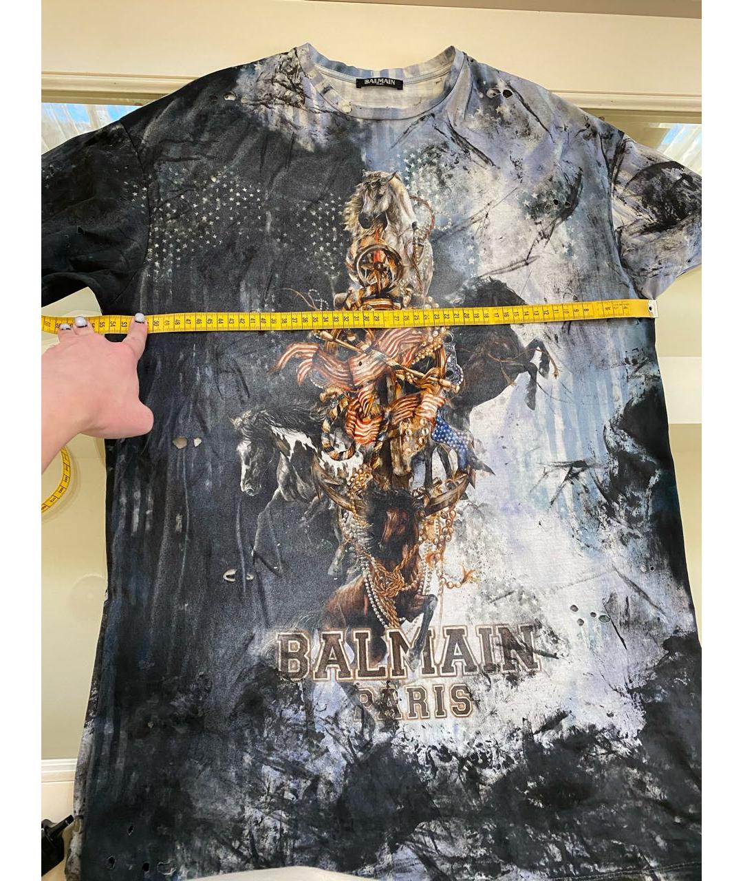 BALMAIN Серая хлопковая футболка, фото 8
