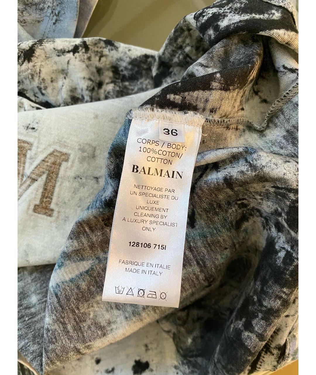 BALMAIN Серая хлопковая футболка, фото 7