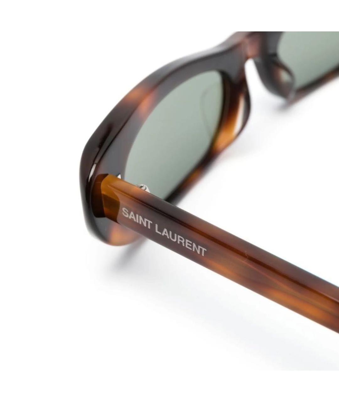 SAINT LAURENT Коричневые пластиковые солнцезащитные очки, фото 3