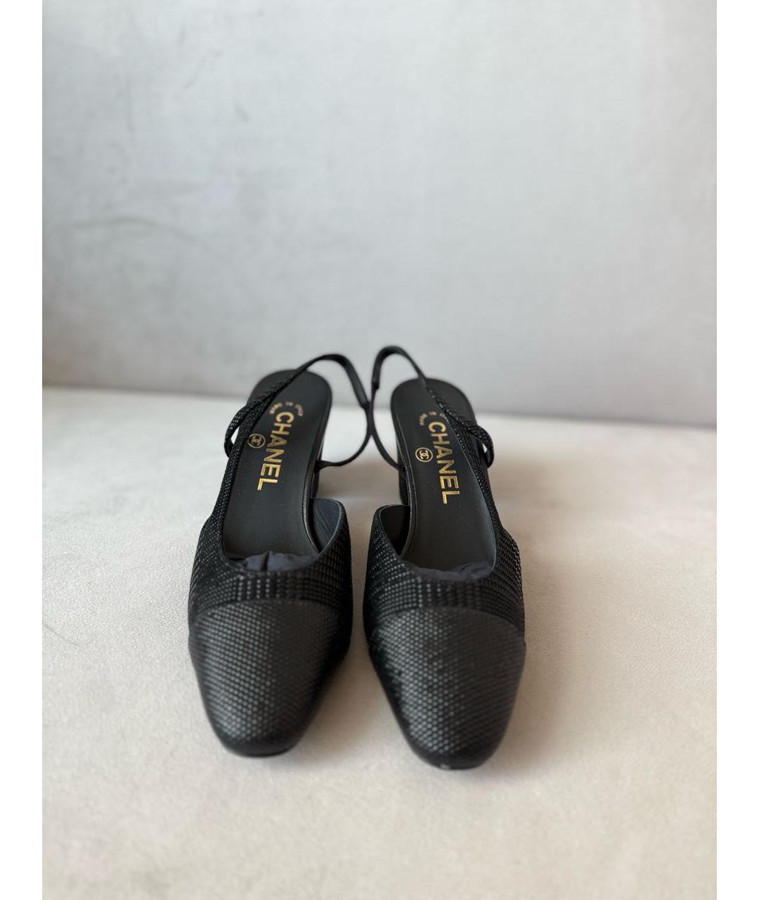 CHANEL Черные кожаные лодочки на низком каблуке, фото 3