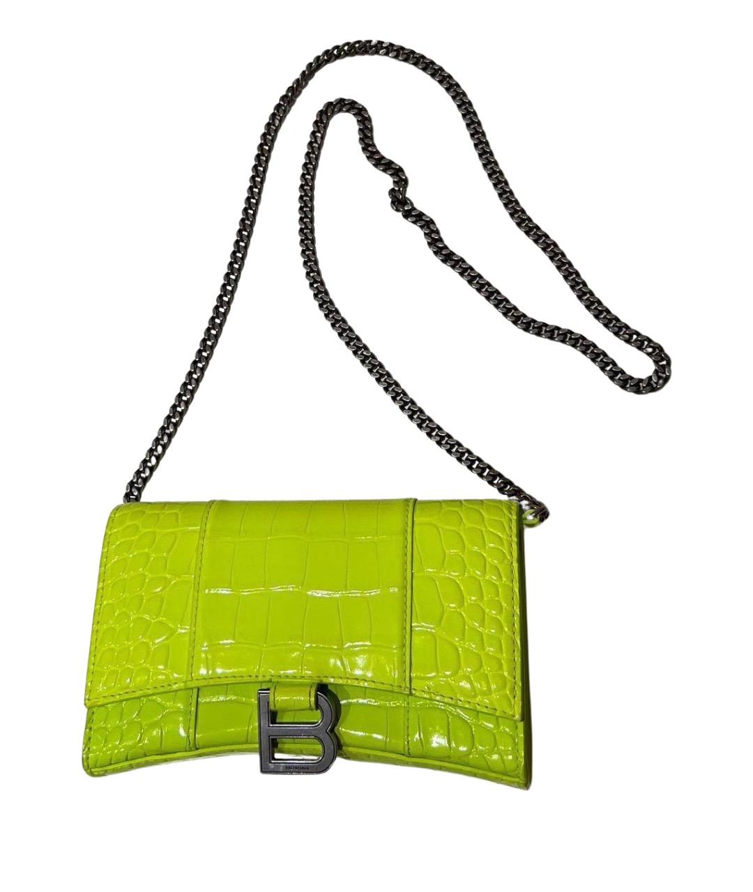 BALENCIAGA Салатовая кожаная сумка через плечо, фото 1