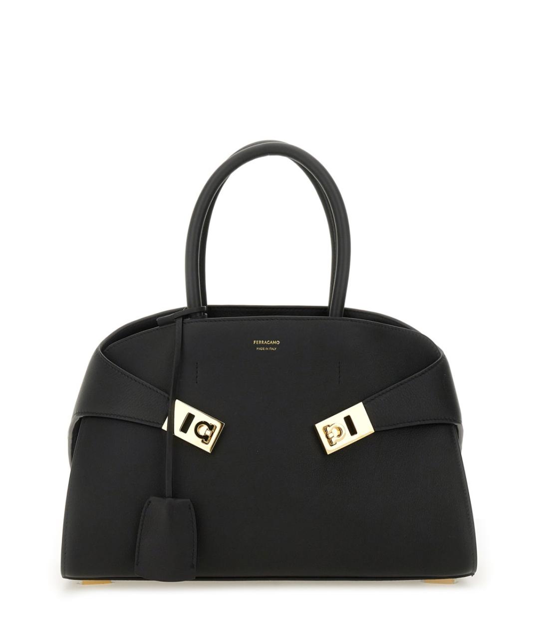 FERRAGAMO Черная кожаная сумка тоут, фото 1