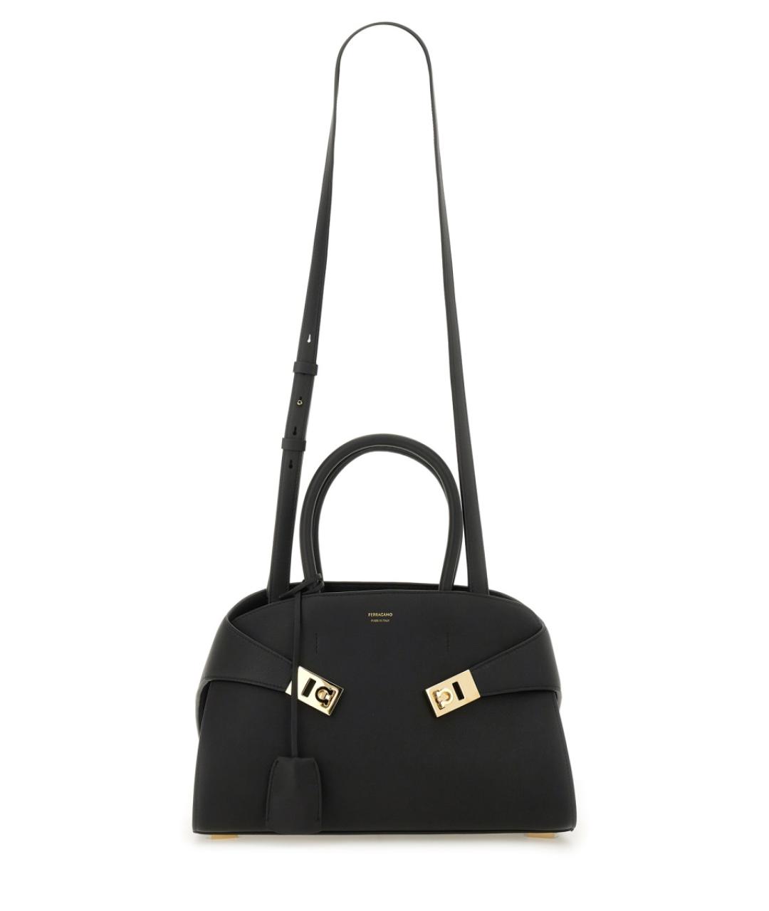 FERRAGAMO Черная кожаная сумка тоут, фото 3