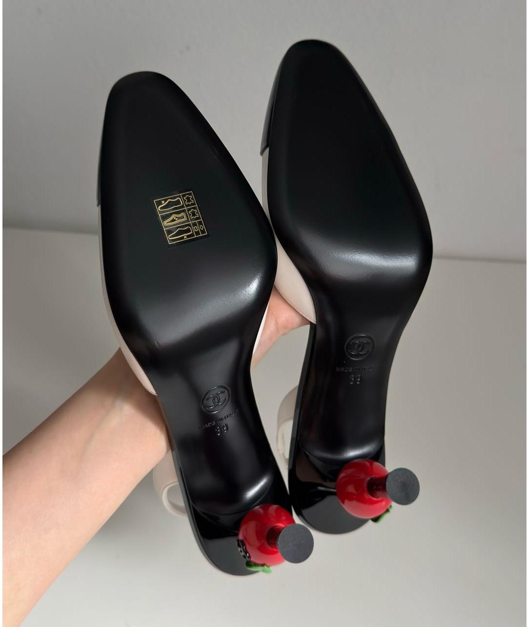 CHANEL Белые кожаные босоножки, фото 7