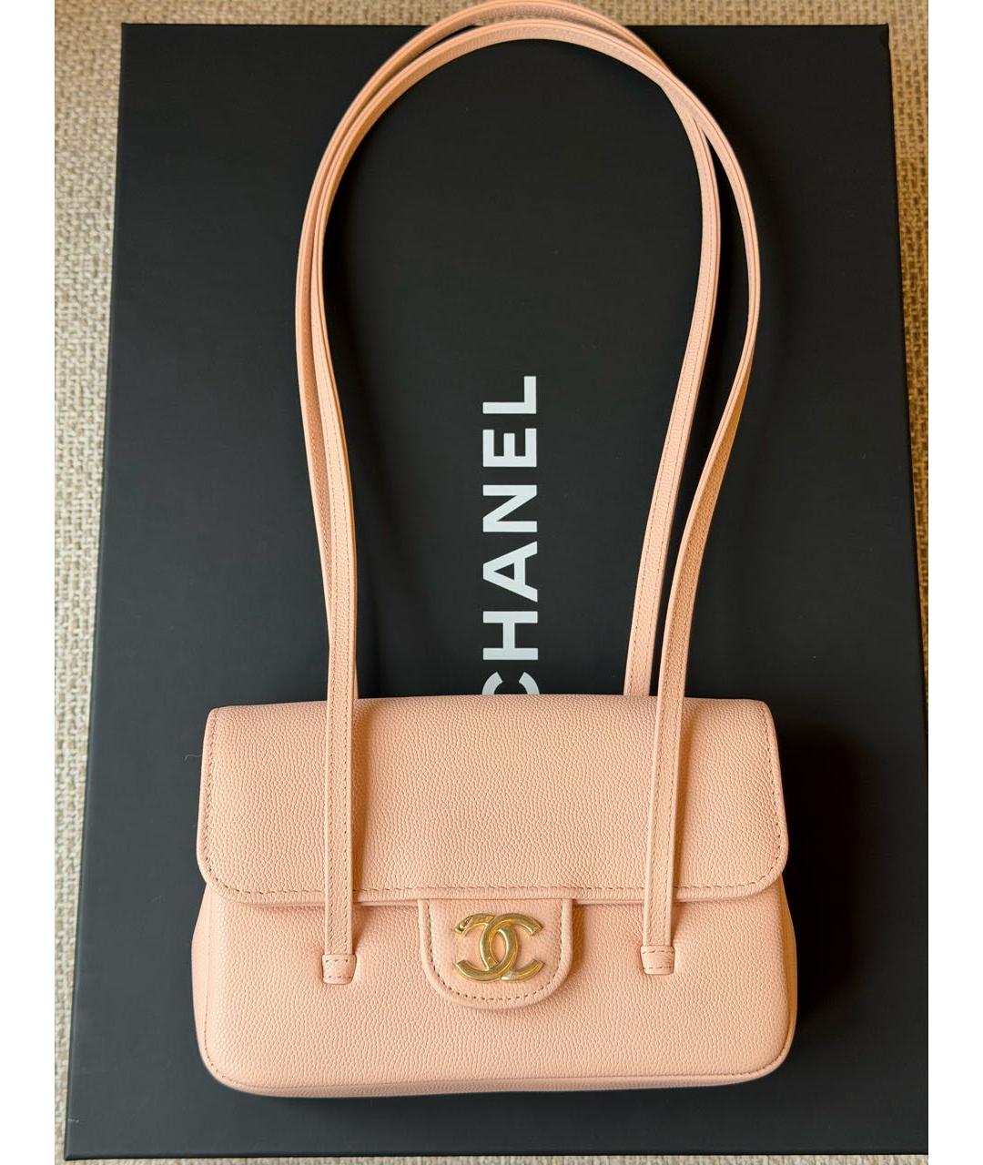 CHANEL Розовая кожаная сумка с короткими ручками, фото 5