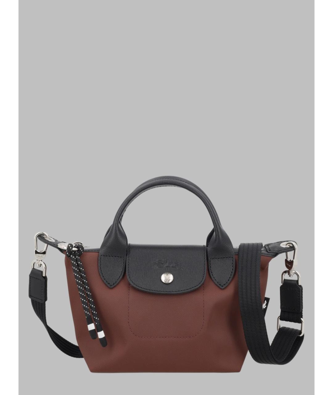 LONGCHAMP Коричневая синтетическая сумка с короткими ручками, фото 3