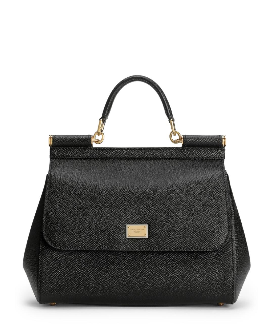 DOLCE&GABBANA Черная кожаная сумка с короткими ручками, фото 3