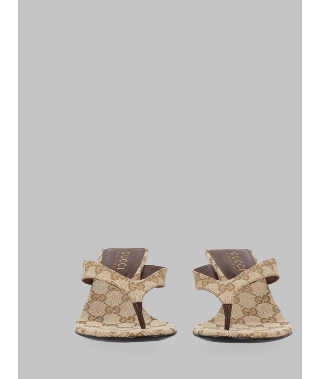 GUCCI Бежевые текстильные мюли, фото 2