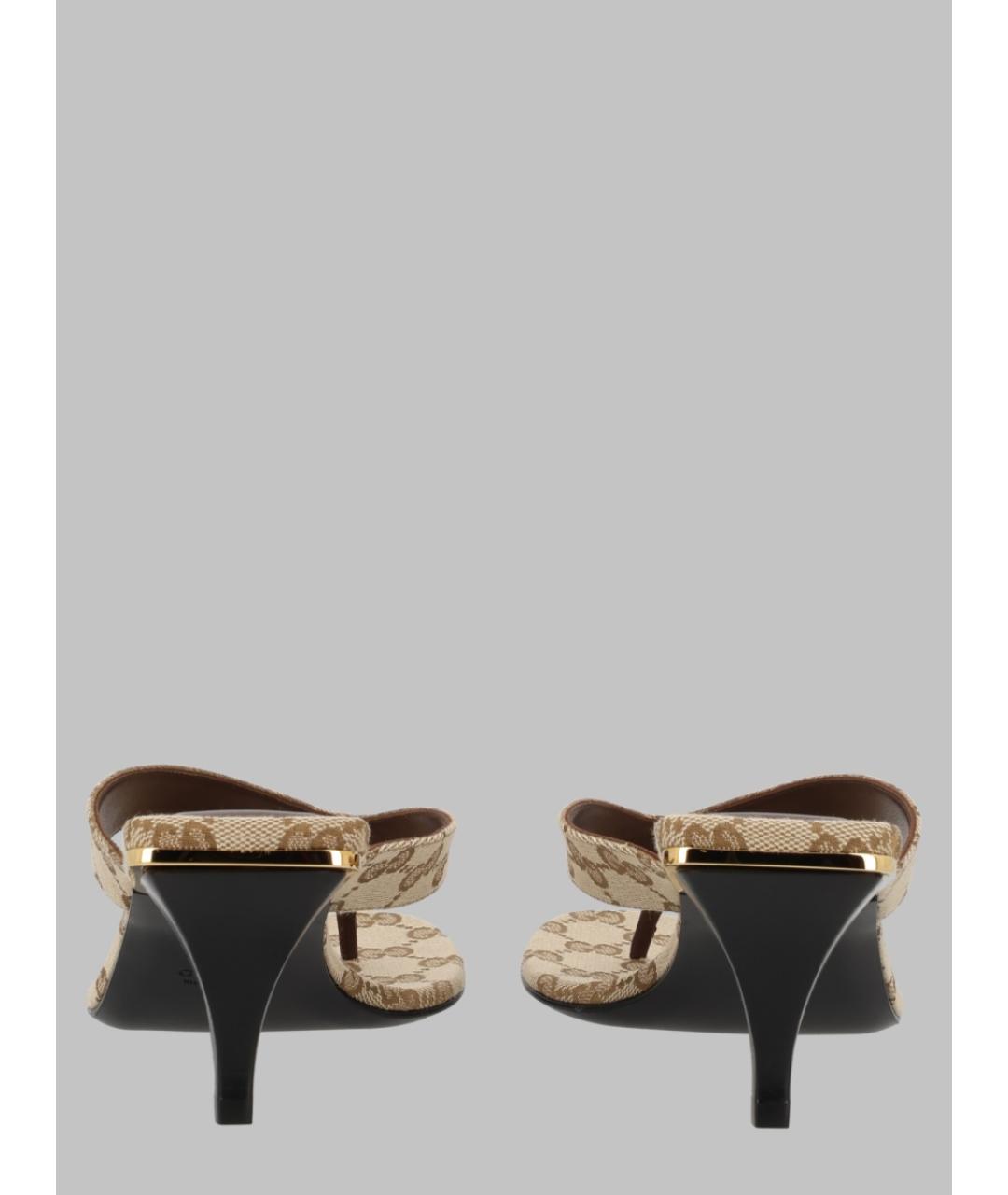 GUCCI Бежевые текстильные мюли, фото 3