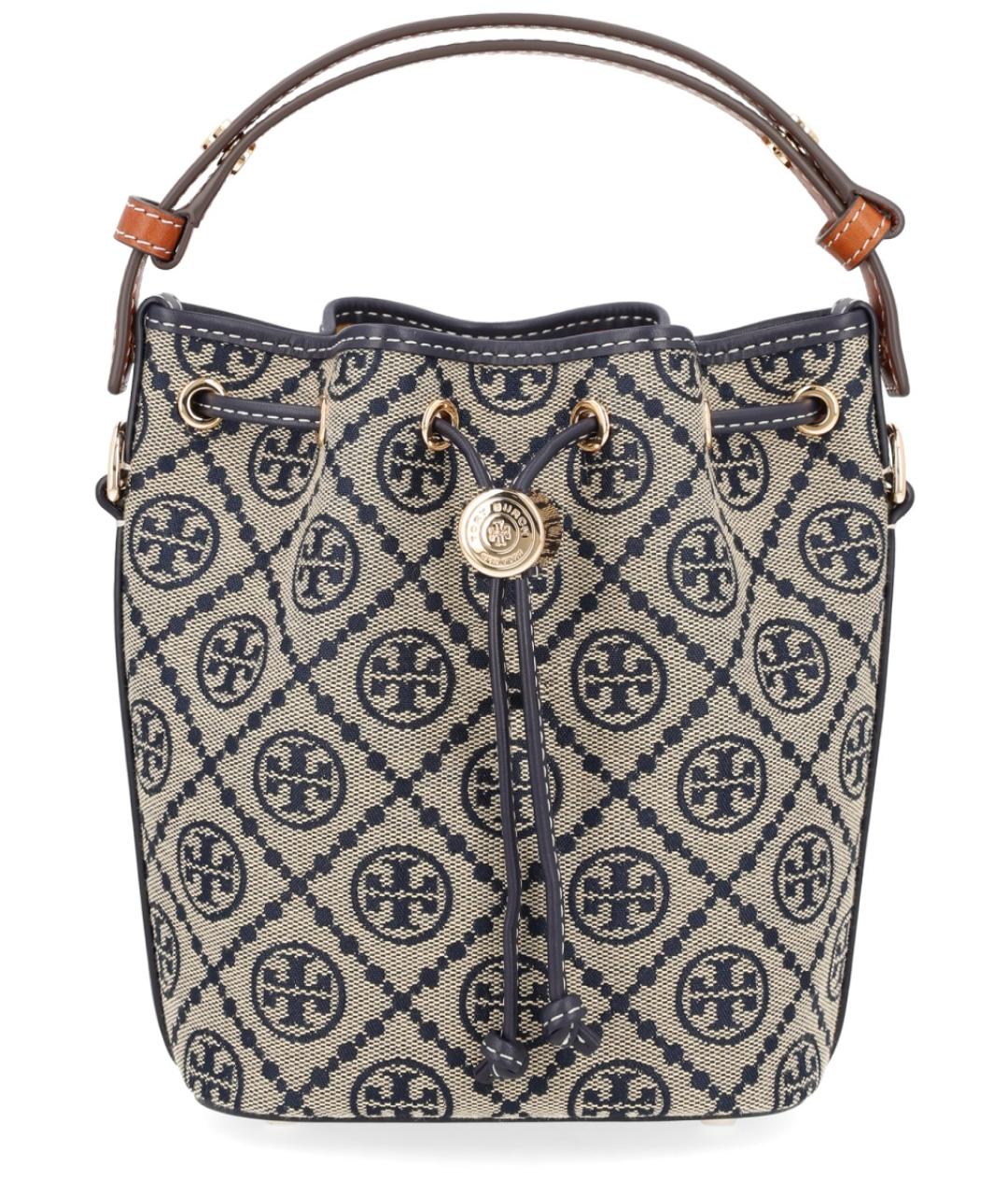 TORY BURCH Синяя синтетическая сумка с короткими ручками, фото 1