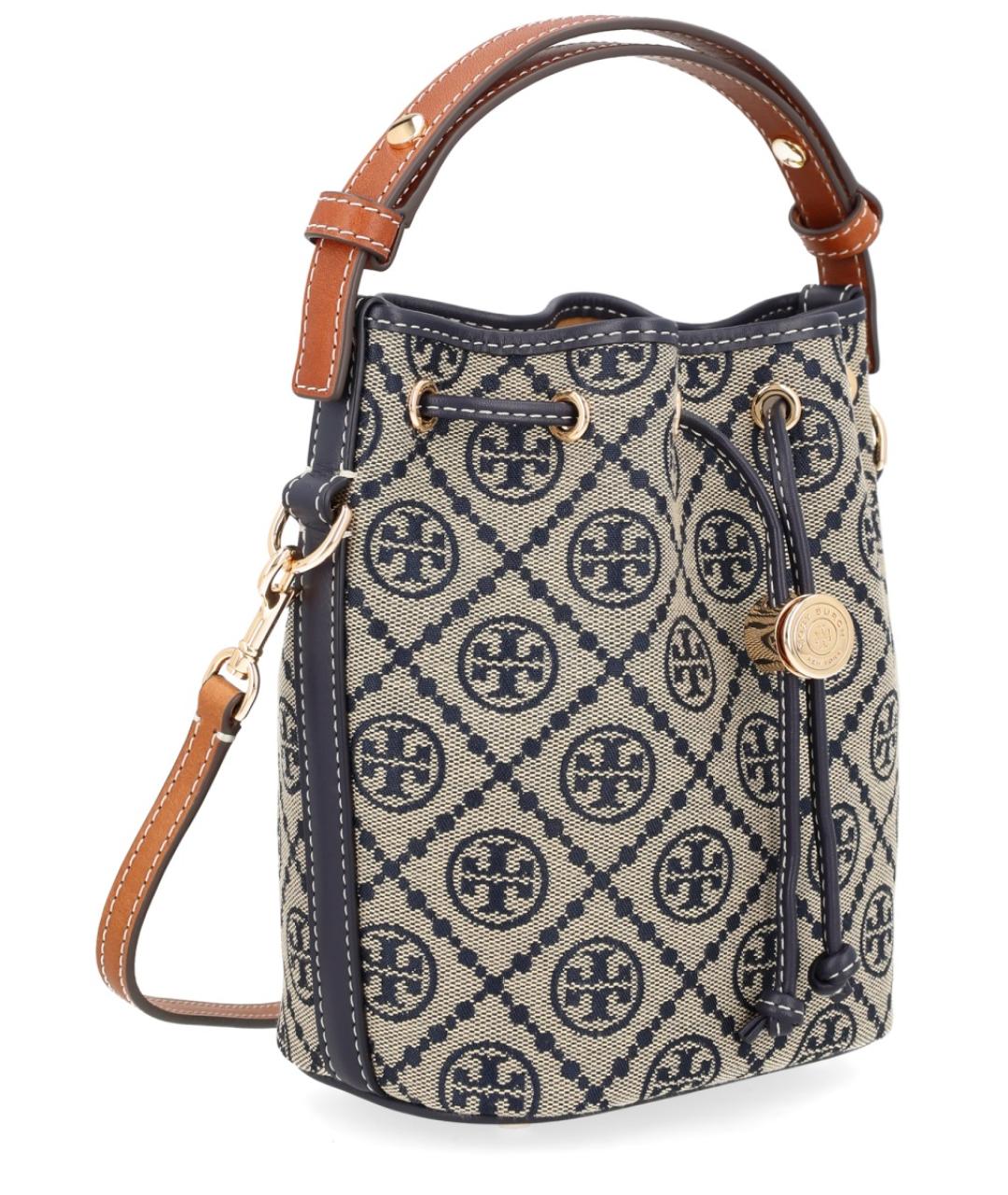 TORY BURCH Синяя синтетическая сумка с короткими ручками, фото 3