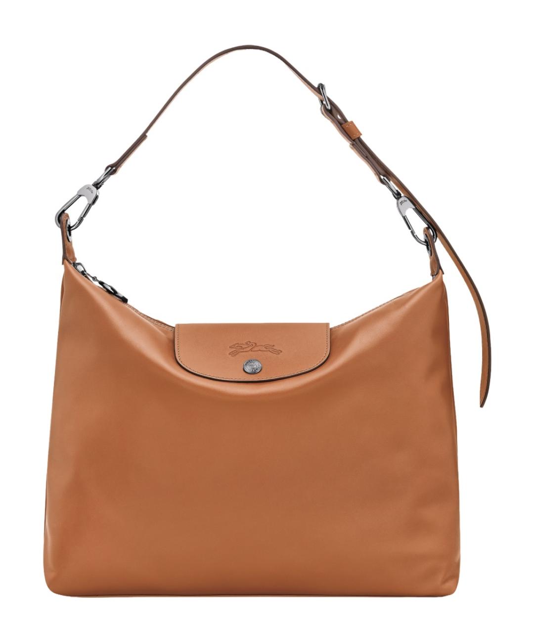 LONGCHAMP Коричневая кожаная сумка с короткими ручками, фото 1