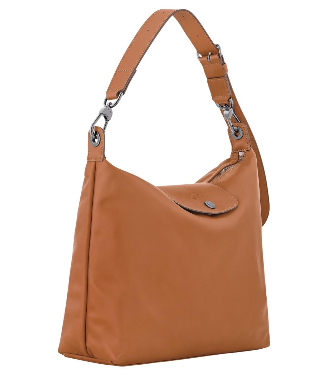LONGCHAMP Коричневая кожаная сумка с короткими ручками, фото 3