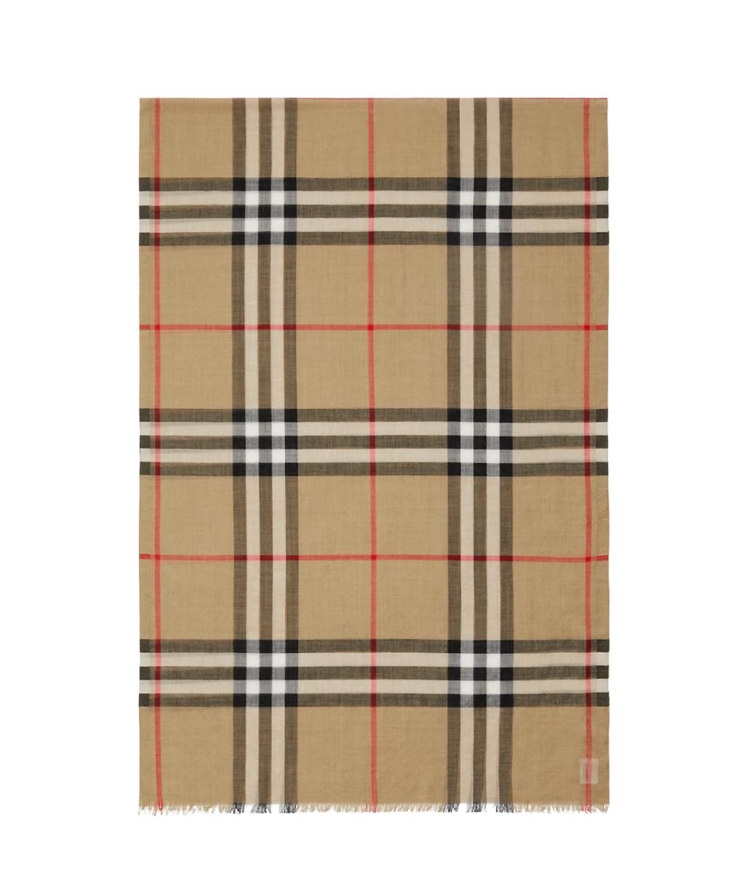 BURBERRY Бежевый шерстяной шарф, фото 1