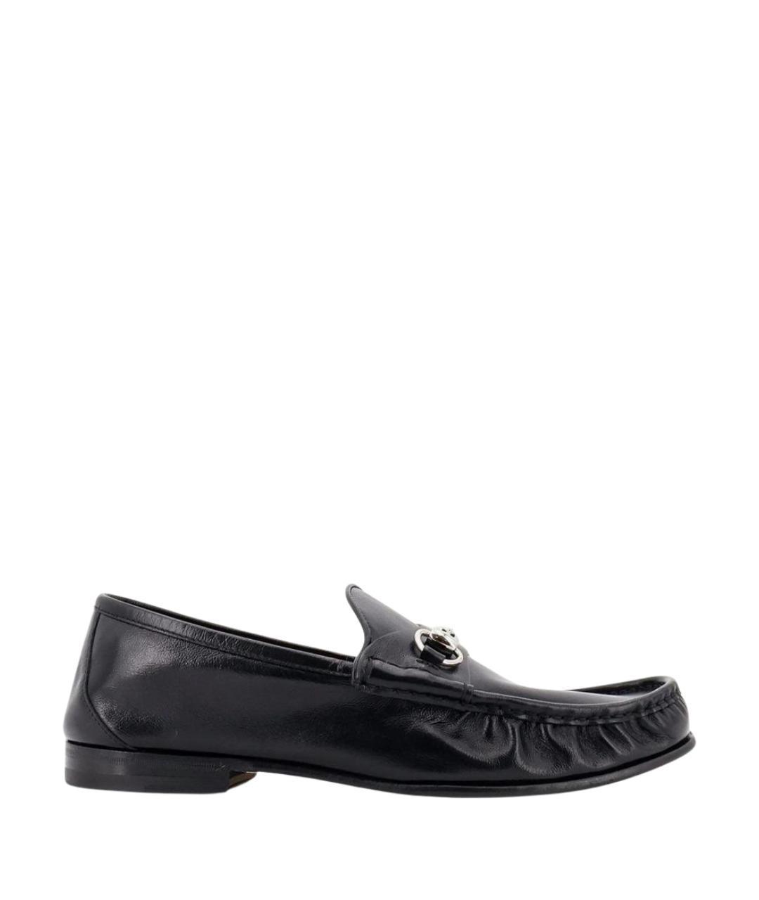 GUCCI Черные кожаные лоферы, фото 1