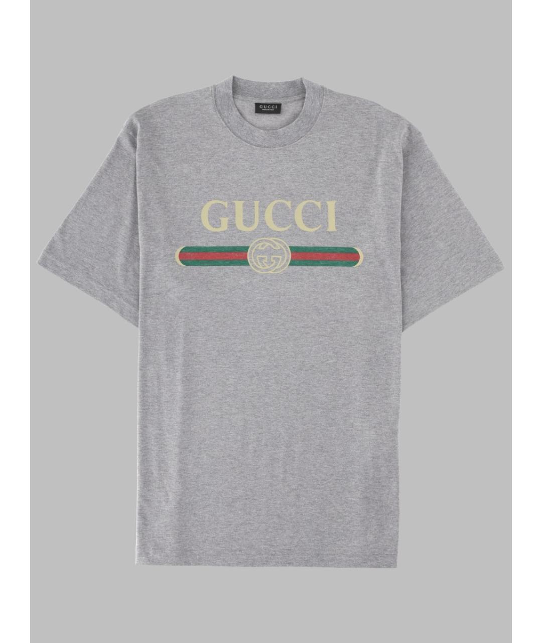 GUCCI Серая хлопковая футболка, фото 3