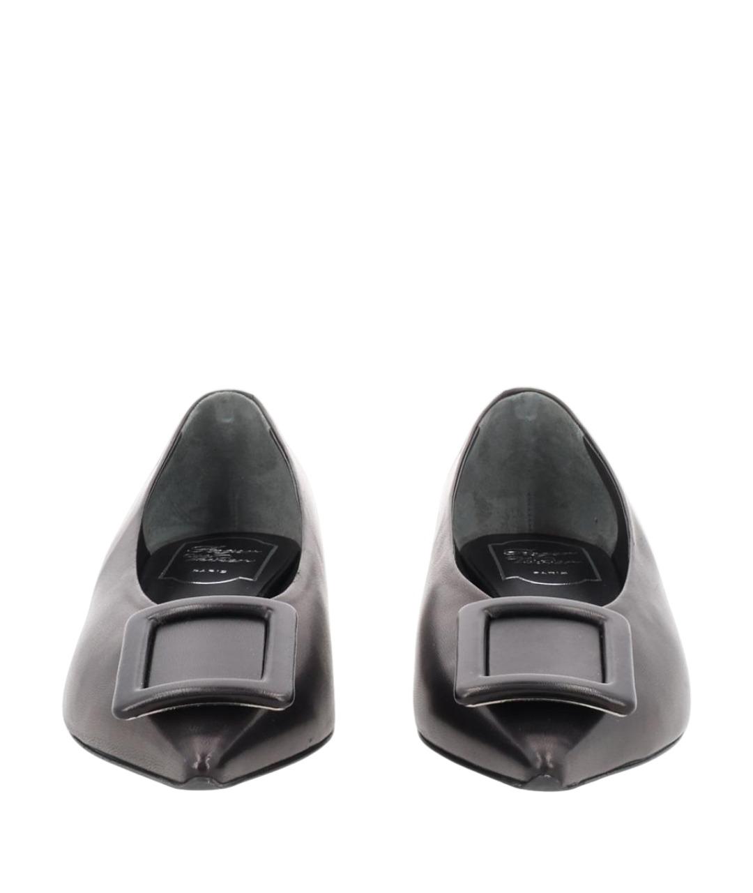 ROGER VIVIER Черные кожаные балетки, фото 1