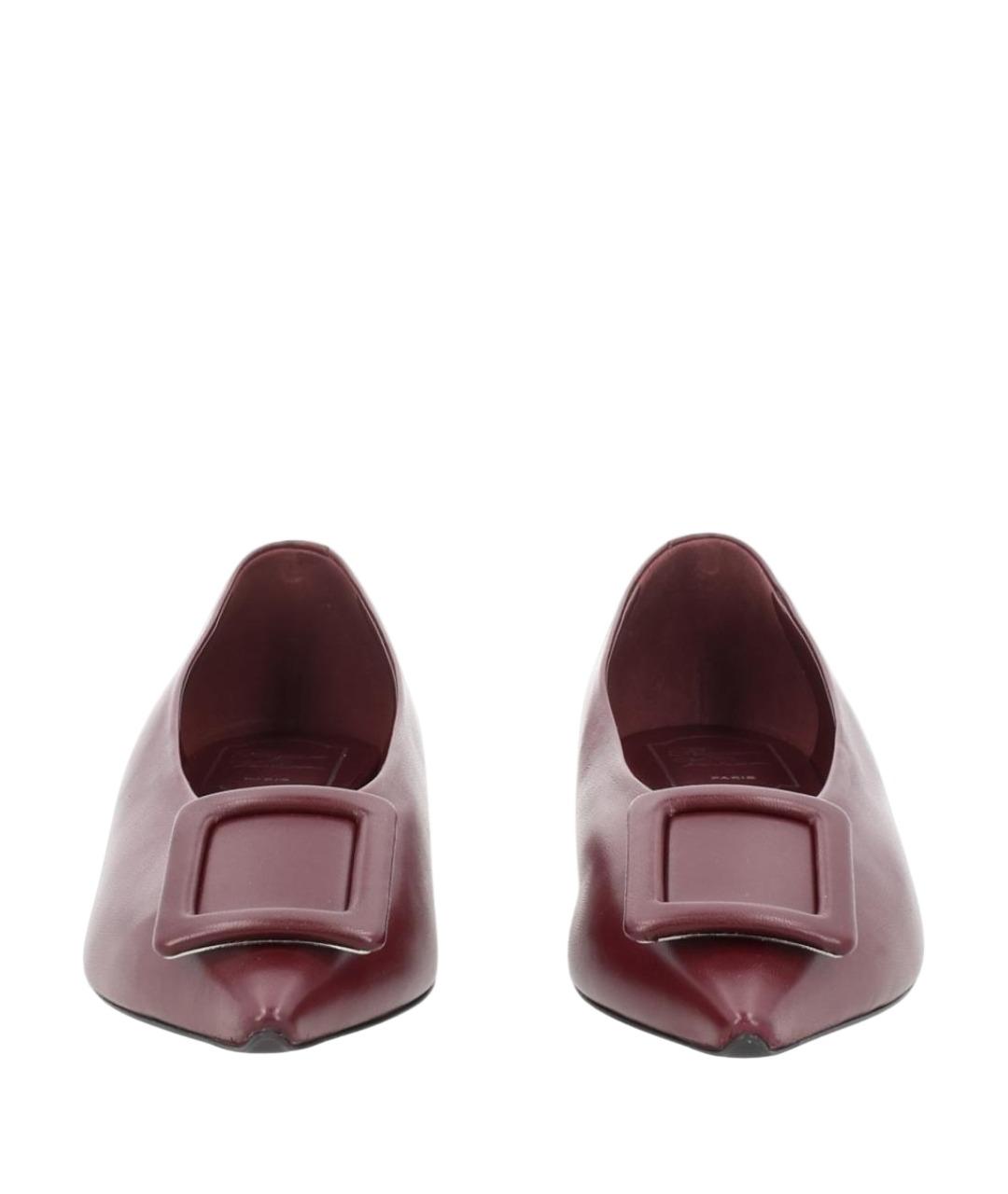 ROGER VIVIER Бордовые кожаные балетки, фото 1