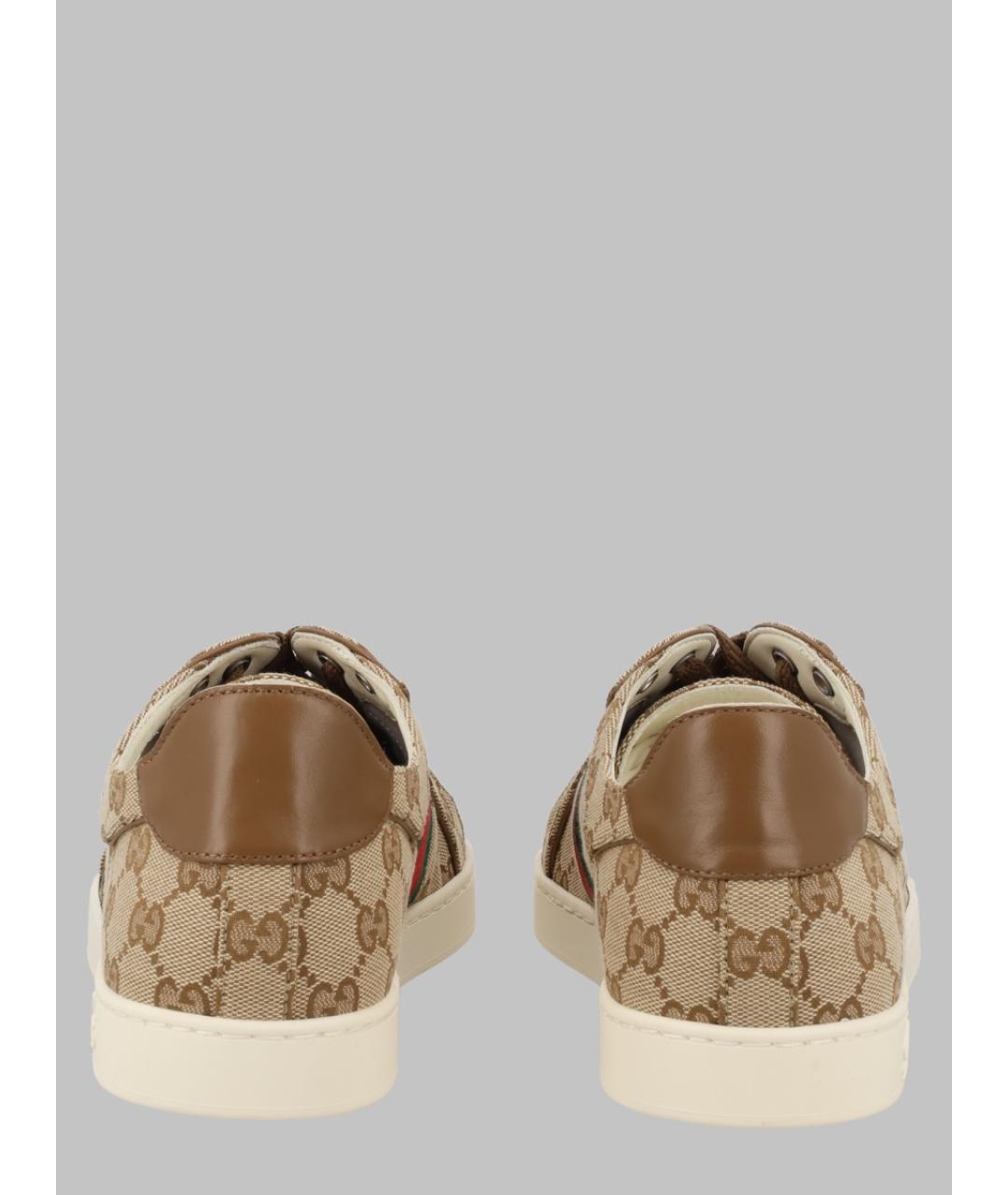 GUCCI Бежевые текстильные низкие кроссовки / кеды, фото 2