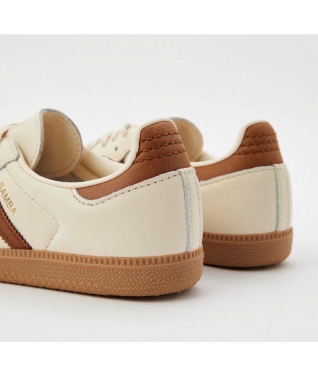 ADIDAS Бежевые кожаные кеды, фото 3