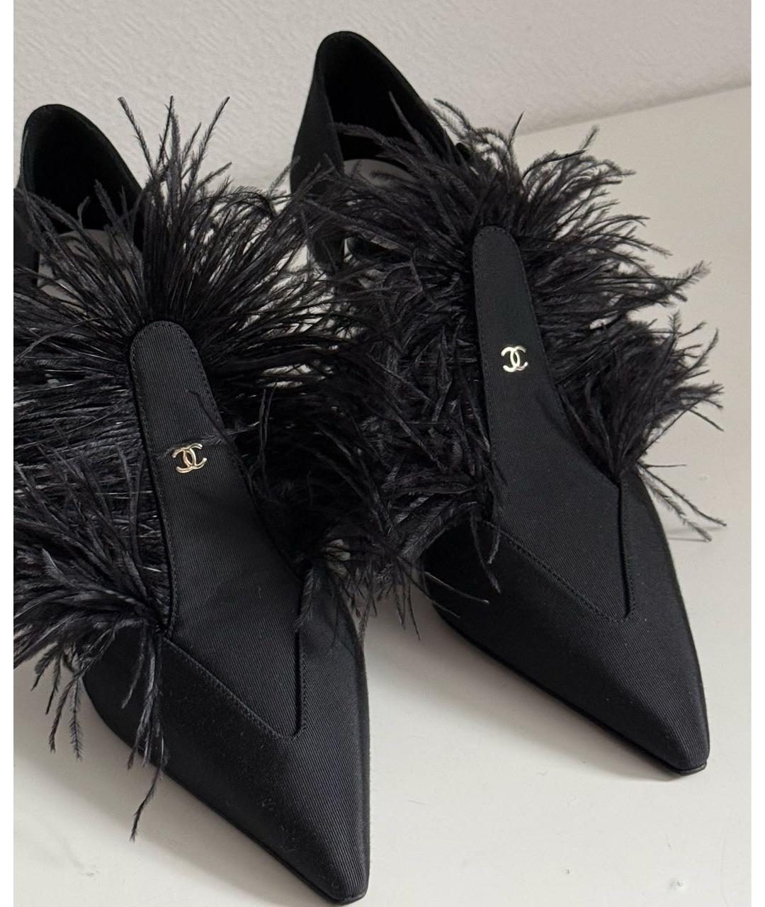 CHANEL Черные текстильные туфли, фото 6