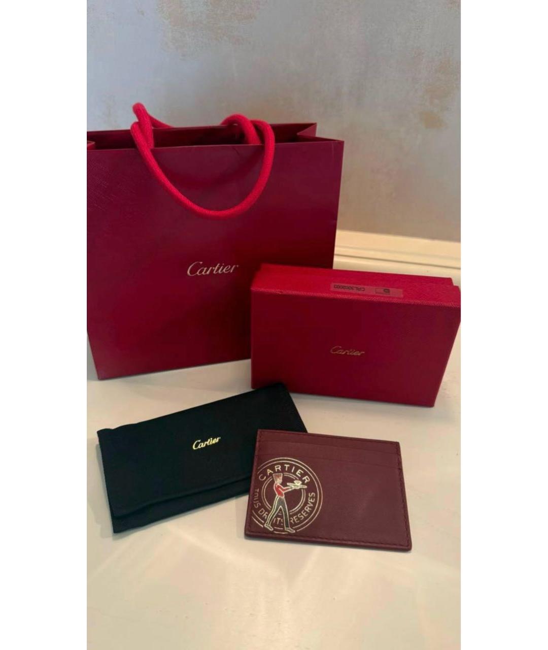 CARTIER Бордовый кожаный кардхолдер, фото 2