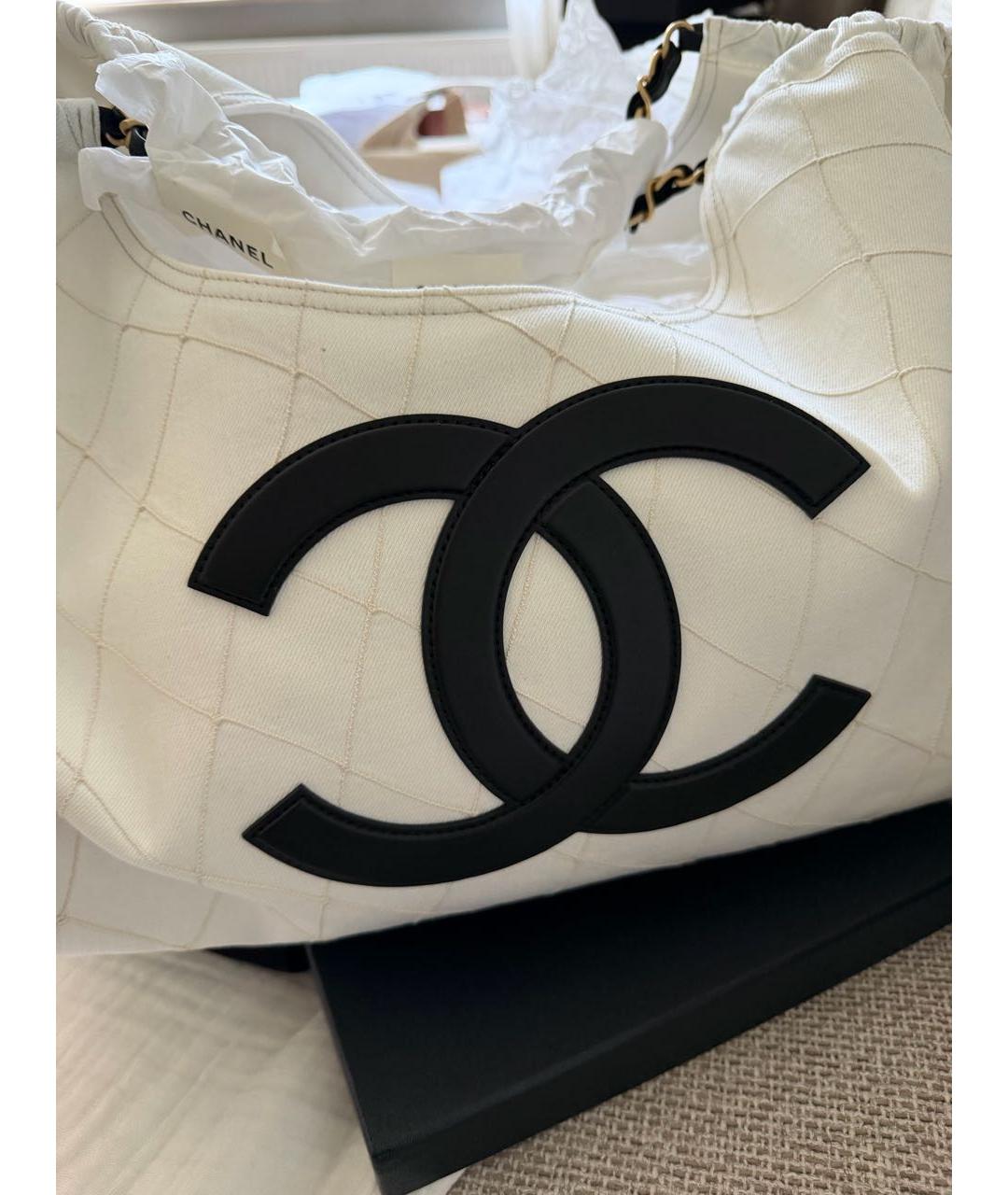 CHANEL Белая деним сумка тоут, фото 3