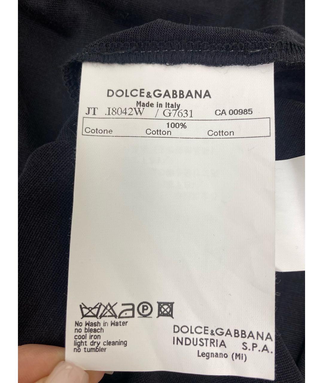 DOLCE&GABBANA Черная хлопковая футболка, фото 8