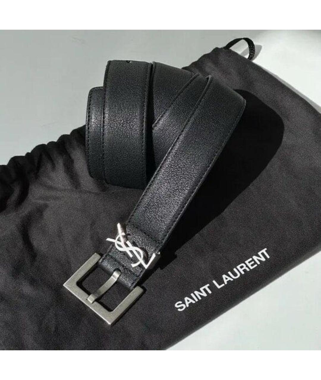 SAINT LAURENT Черный кожаный ремень, фото 4