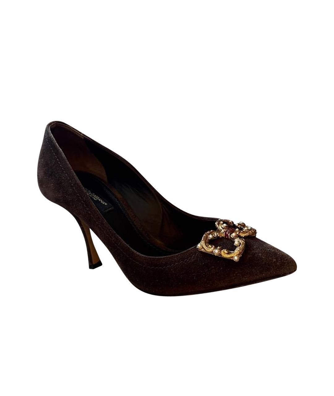 DOLCE&GABBANA Коричневые замшевые туфли, фото 1