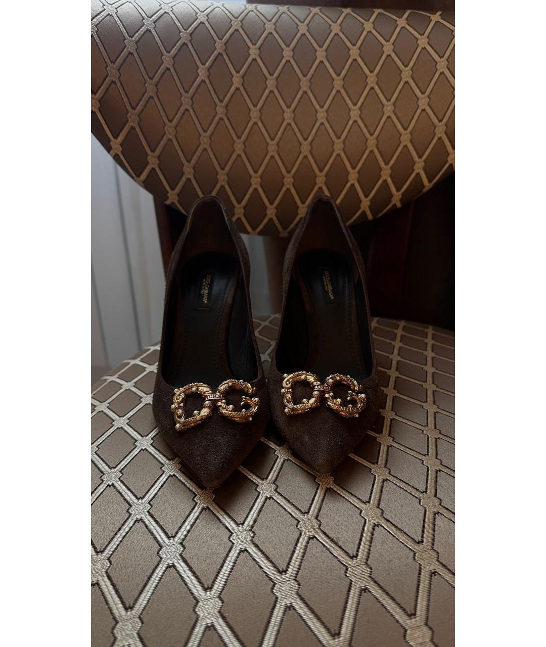 DOLCE&GABBANA Коричневые замшевые туфли, фото 2