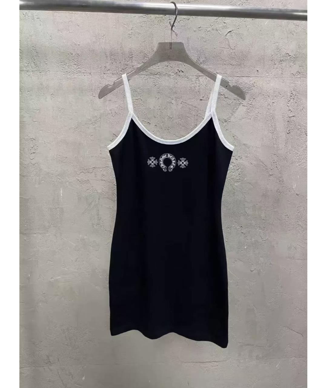 CHROME HEARTS Черное хлопковое повседневное платье, фото 3