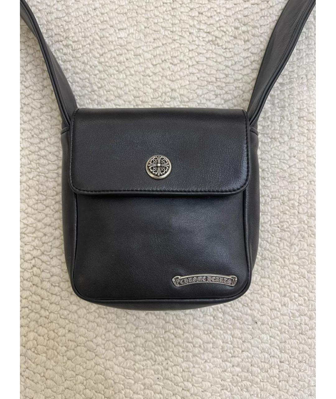 CHROME HEARTS Черная кожаная сумка на плечо, фото 3