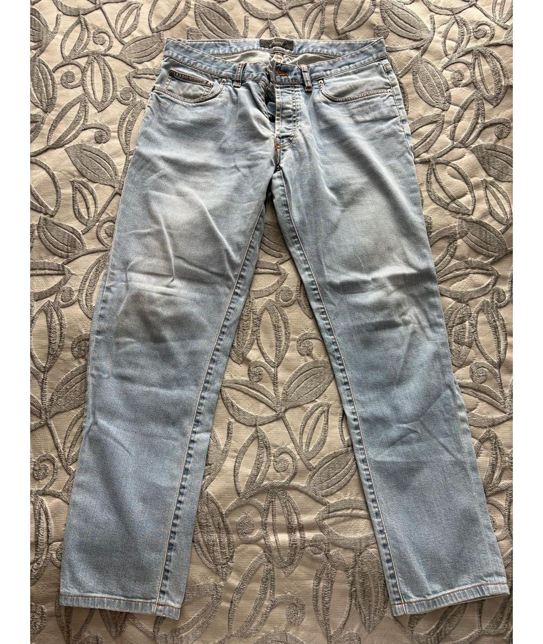 BRIONI Голубые хлопковые прямые джинсы, фото 5