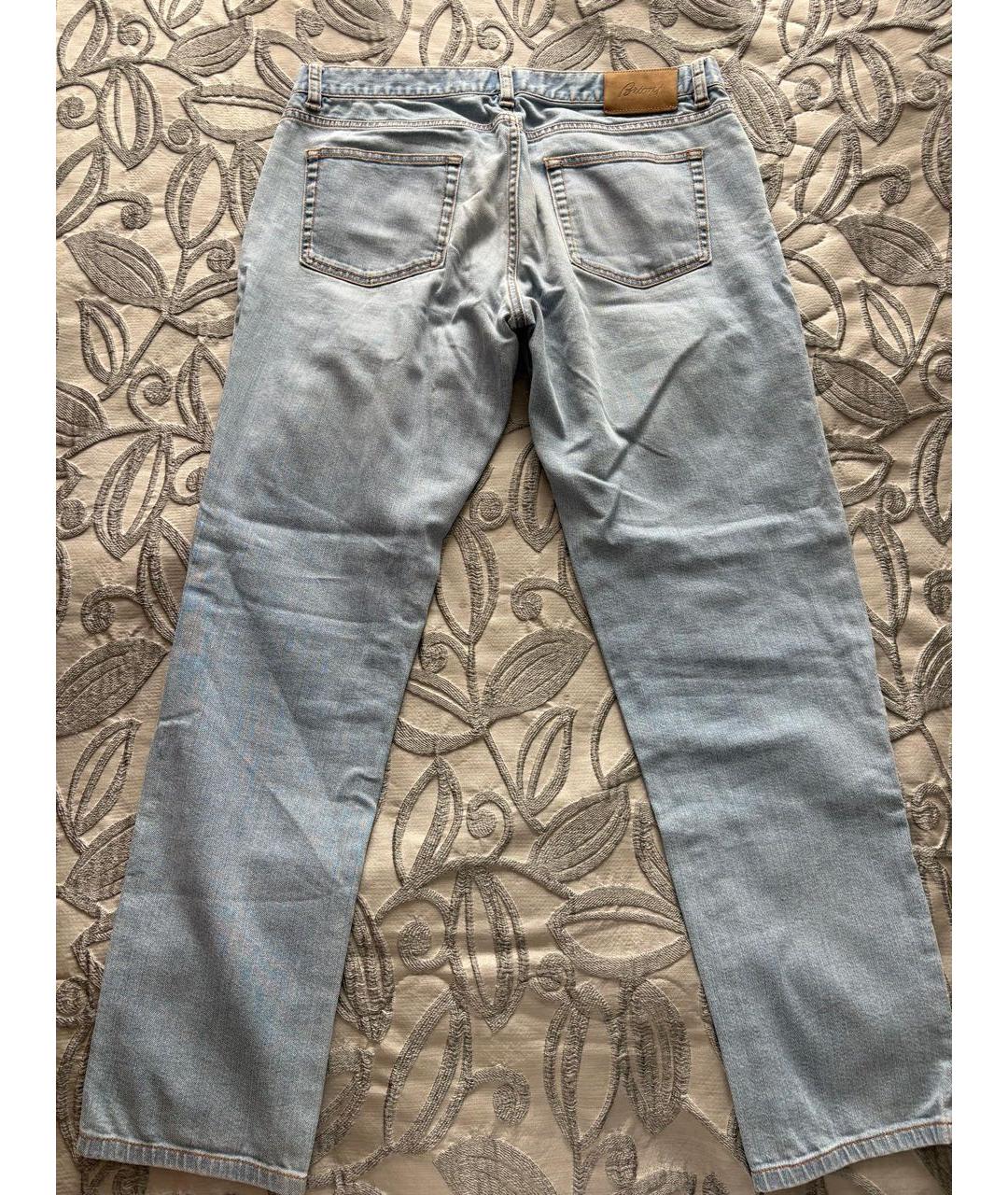 BRIONI Голубые хлопковые прямые джинсы, фото 2