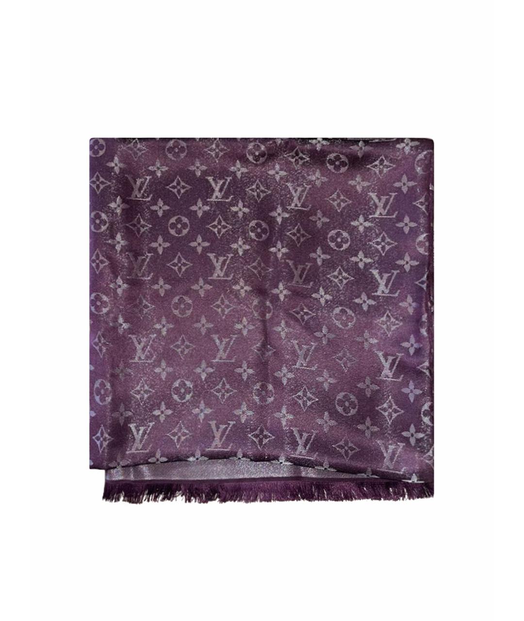 LOUIS VUITTON Фиолетовый шелковый платок, фото 1