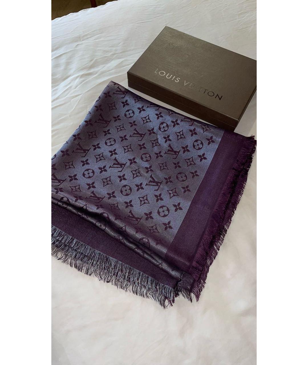 LOUIS VUITTON Фиолетовый шелковый платок, фото 2