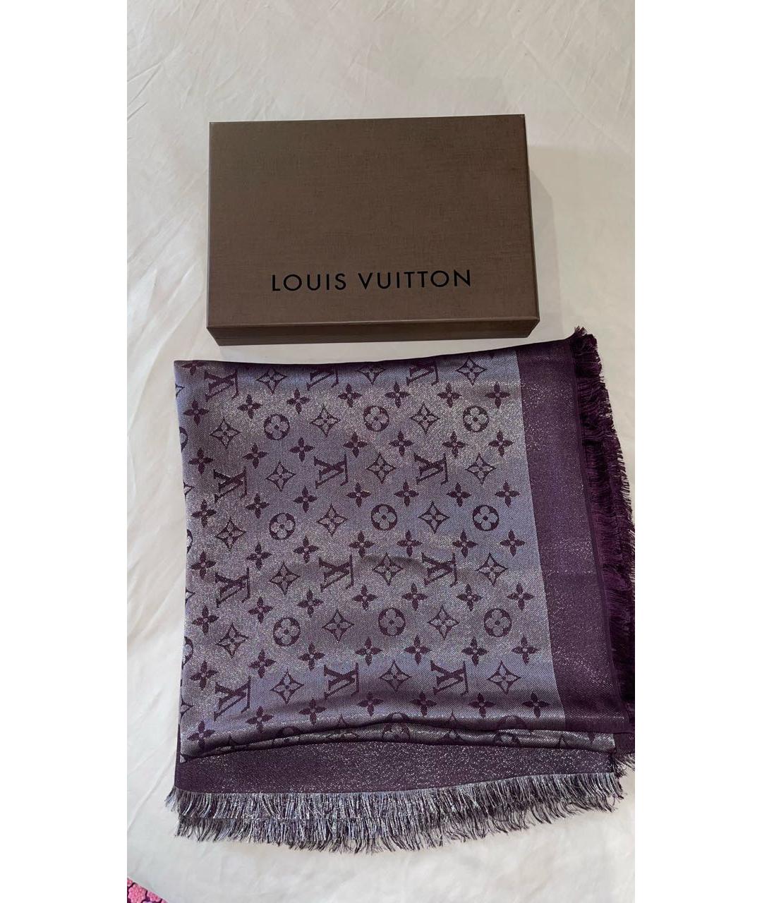 LOUIS VUITTON Фиолетовый шелковый платок, фото 6