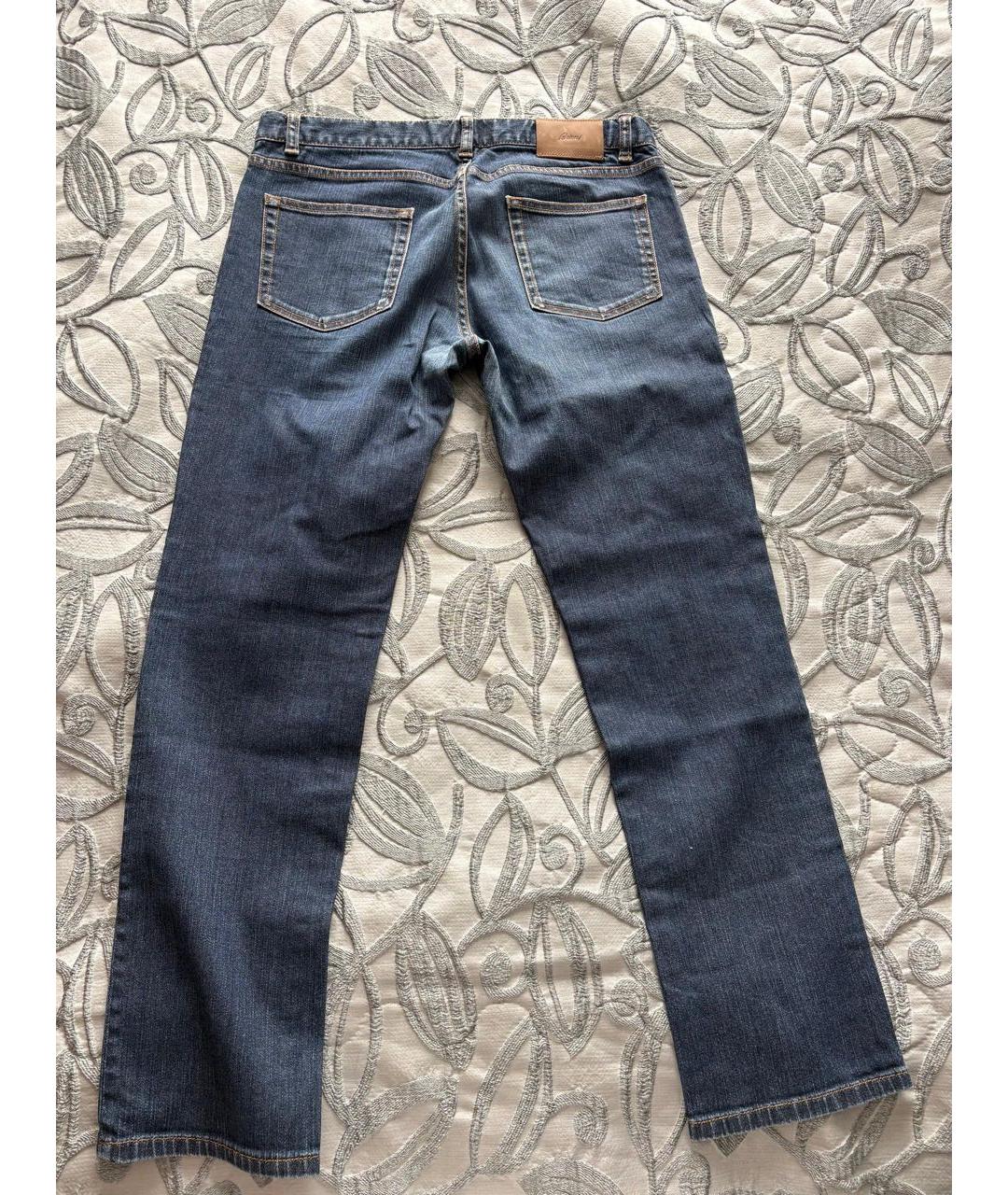 BRIONI Темно-синие хлопковые прямые джинсы, фото 2