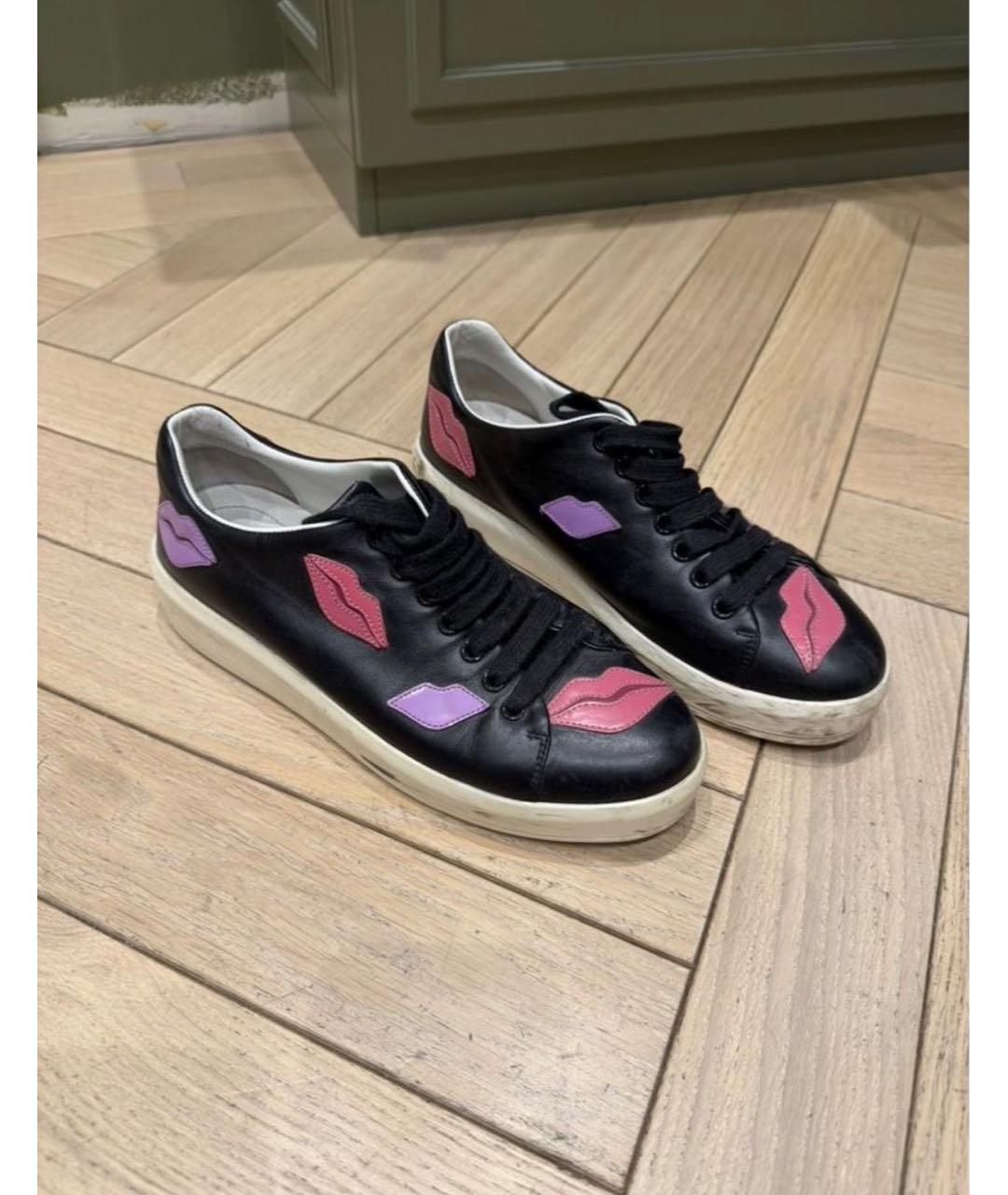 PRADA Черные кожаные кеды, фото 4