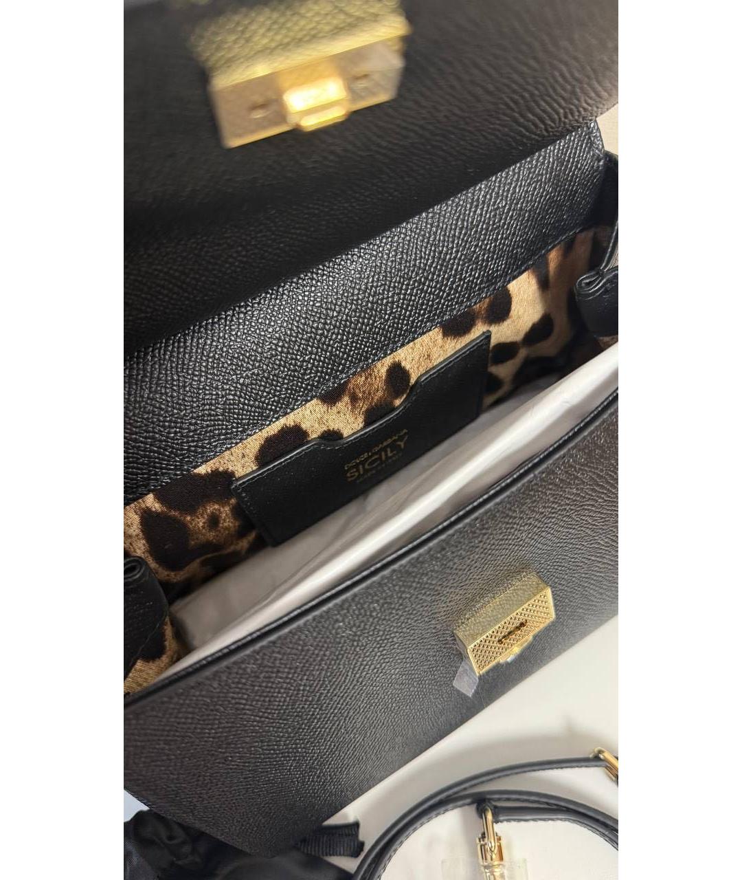 DOLCE&GABBANA Черная кожаная сумка с короткими ручками, фото 3