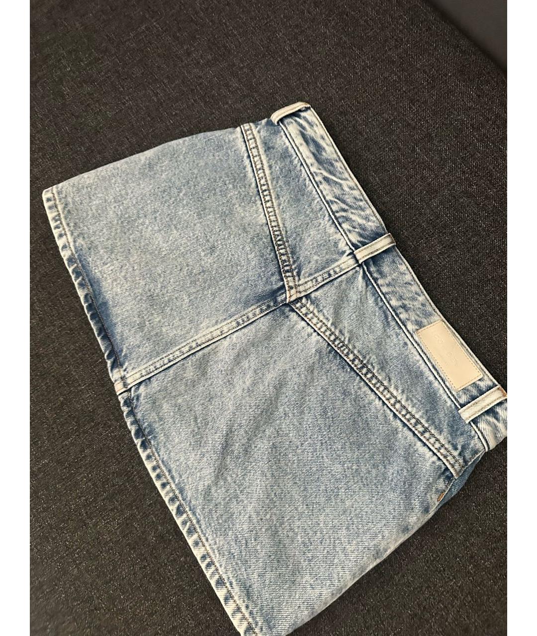 ICON DENIM Голубая хлопковая юбка мини, фото 5