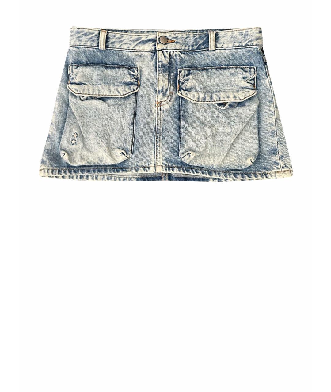 ICON DENIM Голубая хлопковая юбка мини, фото 1