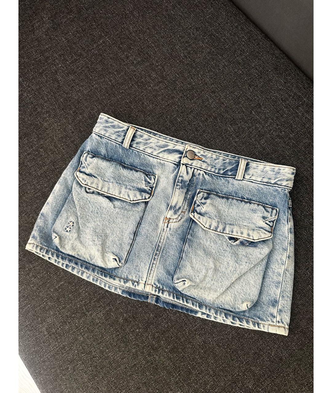 ICON DENIM Голубая хлопковая юбка мини, фото 6