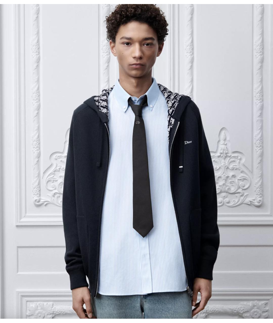 CHRISTIAN DIOR Черный шелковый галстук, фото 2