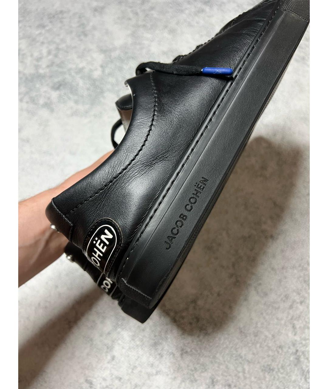 JACOB COHEN Черные кожаные низкие кроссовки / кеды, фото 6