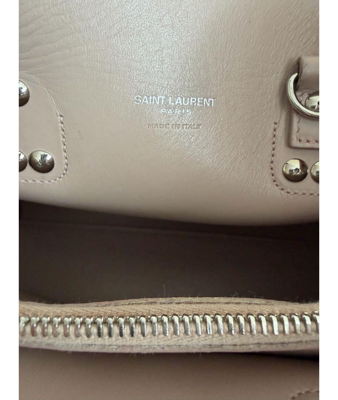 SAINT LAURENT Розовая кожаная сумка с короткими ручками, фото 8