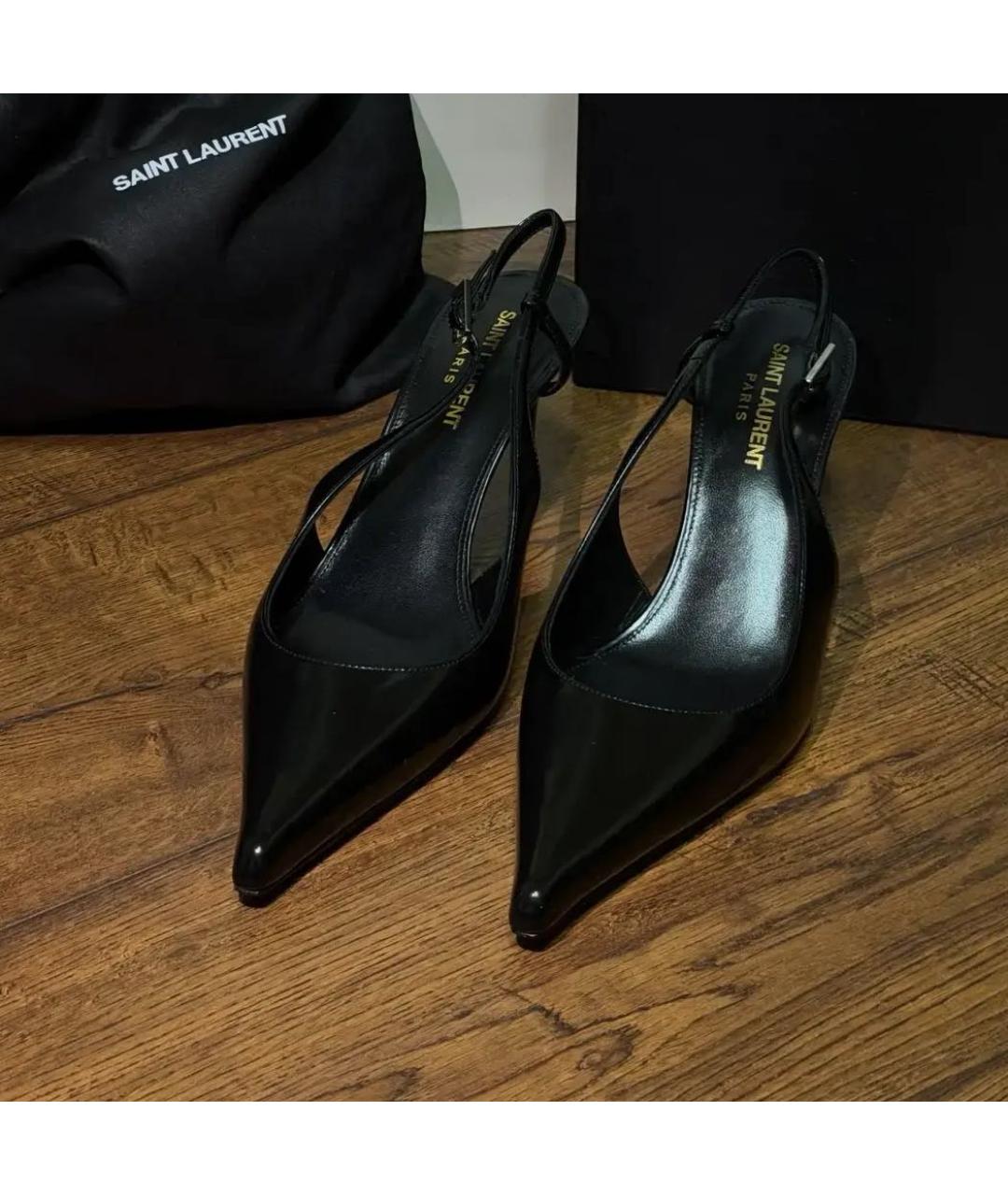 SAINT LAURENT Черные кожаные туфли, фото 2