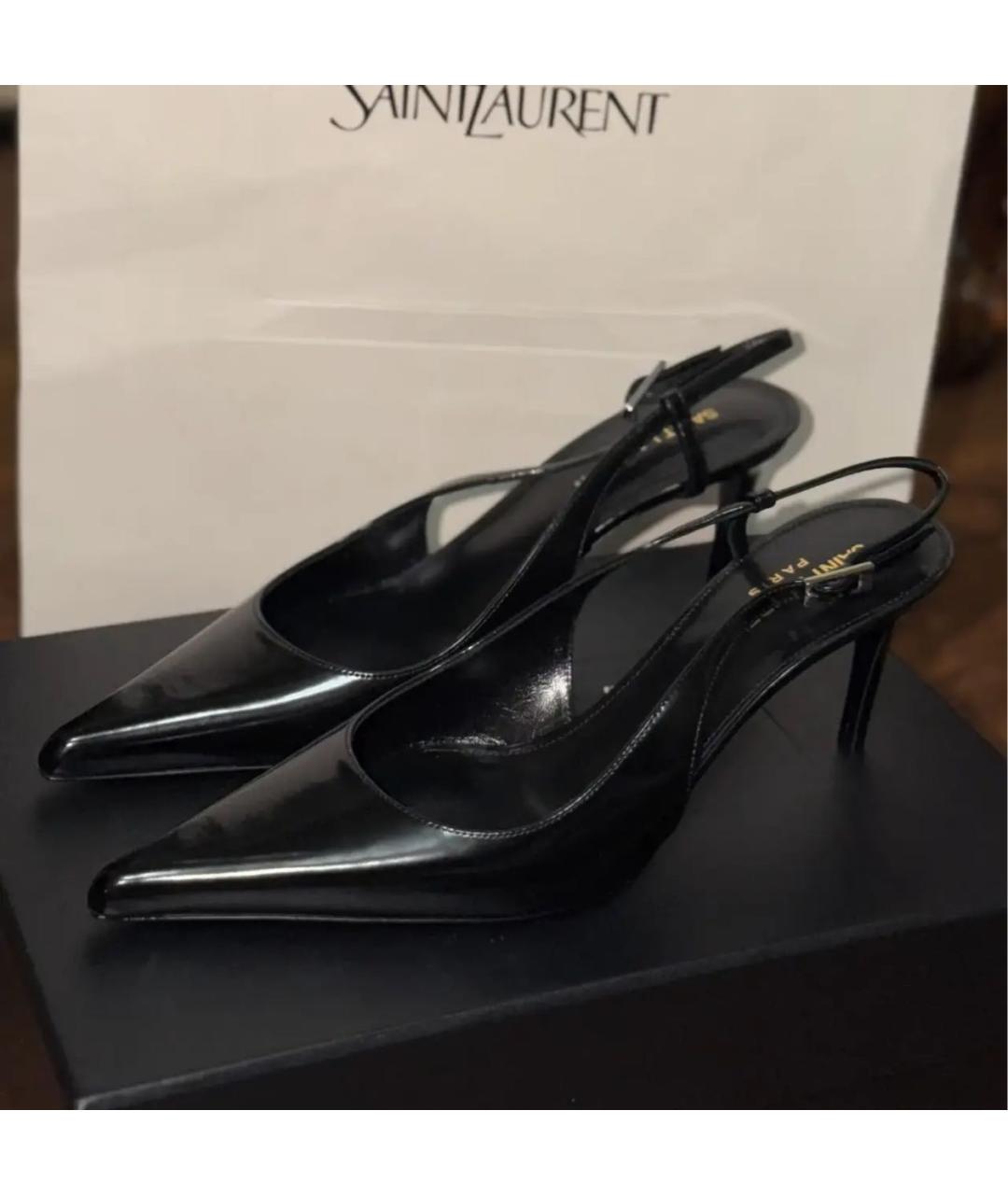 SAINT LAURENT Черные кожаные туфли, фото 5