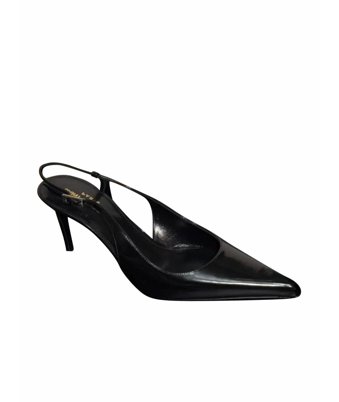 SAINT LAURENT Черные кожаные туфли, фото 1